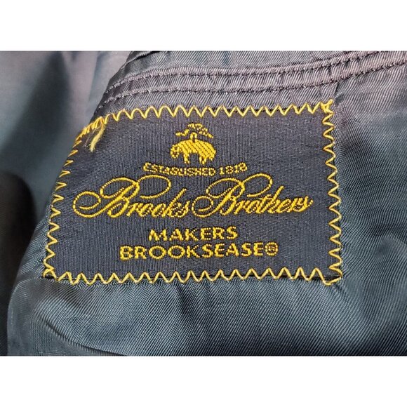 Brooks Brothers Makers Brooksease Wool Pinstripe Navy Blue Blazer Size 43 Reg - Picture 6 of 7